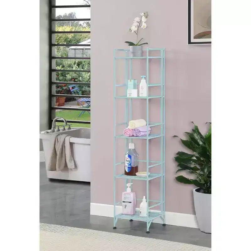 Breighton Home Étagère pliable en métal à 5 niveaux Xtra Storage de 146 cm, bleu écume de mer