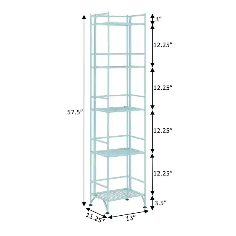 Breighton Home Étagère pliable en métal à 5 niveaux Xtra Storage de 146 cm, bleu écume de mer