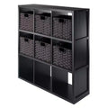 40.08" 7pc Timothy Storage Shelf with Baskets Black/Chocolate - Winsome: Transitional Style, Wood Composite, No Tools Assembly