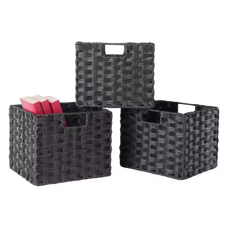 40,08" Étagère de Rangement Timothy 7 pièces avec Paniers Noir/Chocolat - Winsome : Style Transitionnel, Bois Composite, Assemblage Sans Outils