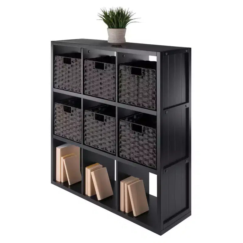 40,08" Étagère de Rangement Timothy 7 pièces avec Paniers Noir/Chocolat - Winsome : Style Transitionnel, Bois Composite, Assemblage Sans Outils