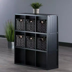 40,08" Étagère de Rangement Timothy 7 pièces avec Paniers Noir/Chocolat - Winsome : Style Transitionnel, Bois Composite, Assemblage Sans Outils