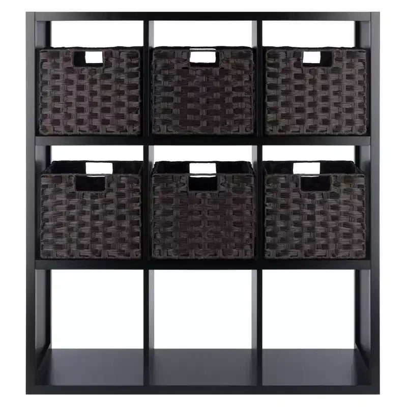 40,08" Étagère de Rangement Timothy 7 pièces avec Paniers Noir/Chocolat - Winsome : Style Transitionnel, Bois Composite, Assemblage Sans Outils