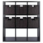 40,08" Étagère de Rangement Timothy 7 pièces avec Paniers Noir/Chocolat - Winsome : Style Transitionnel, Bois Composite, Assemblage Sans Outils