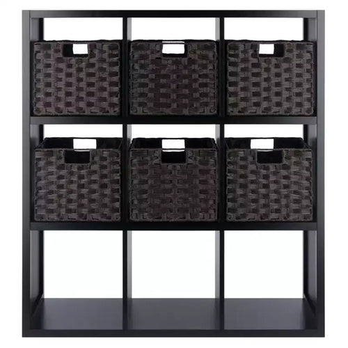 40,08" Étagère de Rangement Timothy 7 pièces avec Paniers Noir/Chocolat - Winsome : Style Transitionnel, Bois Composite, Assemblage Sans Outils