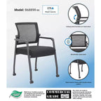Chaise visiteur 4 pieds en maille noire – Boss Office Products : Rembourrée, respirante, hauteur fixe