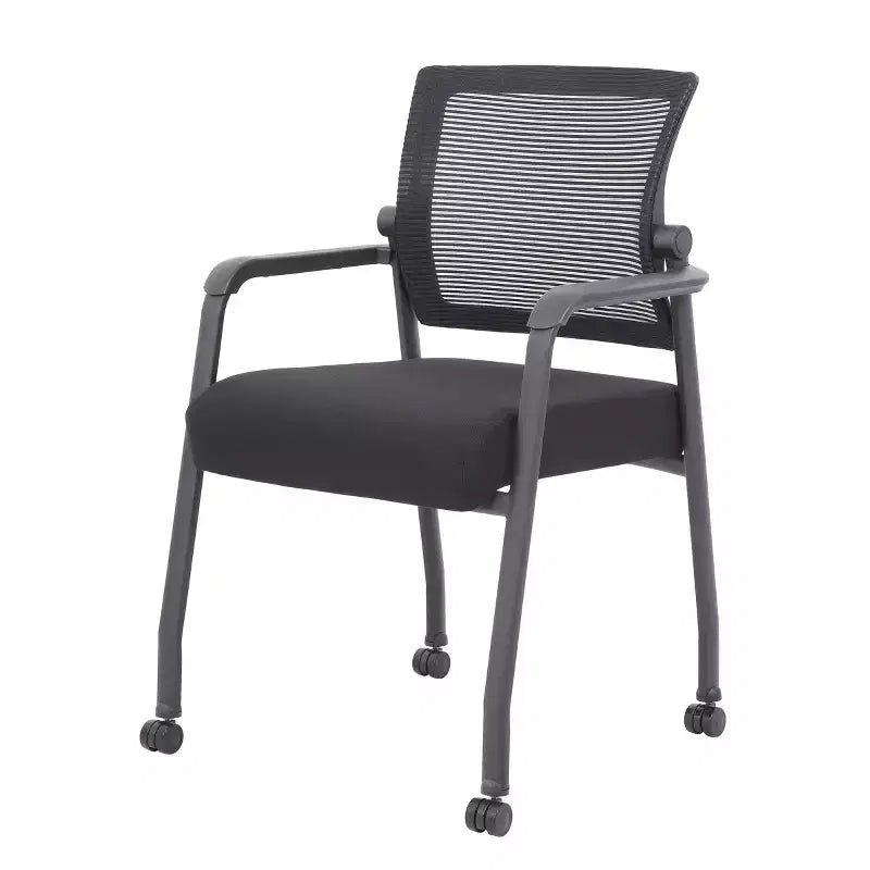Chaise visiteur 4 pieds en maille noire – Boss Office Products : Rembourrée, respirante, hauteur fixe