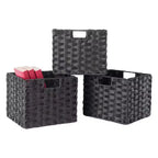 Étagère de rangement de terrasse 76 cm 4 pièces avec 3 petits paniers Espresso/Chocolat - Winsome : Présentoir de bureau à domicile