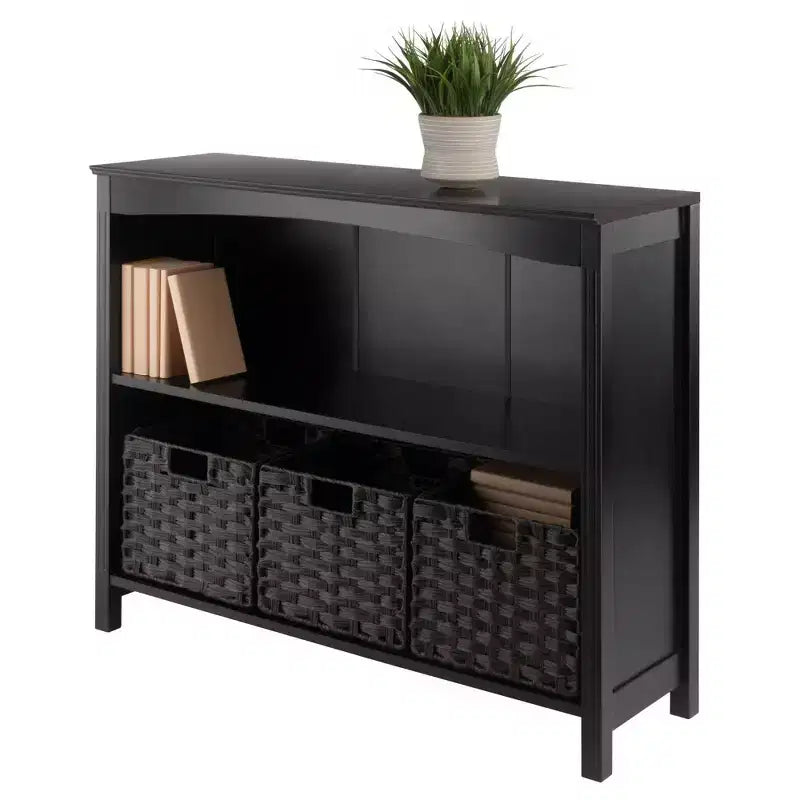 Étagère de rangement de terrasse 76 cm 4 pièces avec 3 petits paniers Espresso/Chocolat - Winsome : Présentoir de bureau à domicile