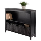 Étagère de rangement de terrasse 76 cm 4 pièces avec 3 petits paniers Espresso/Chocolat - Winsome : Présentoir de bureau à domicile