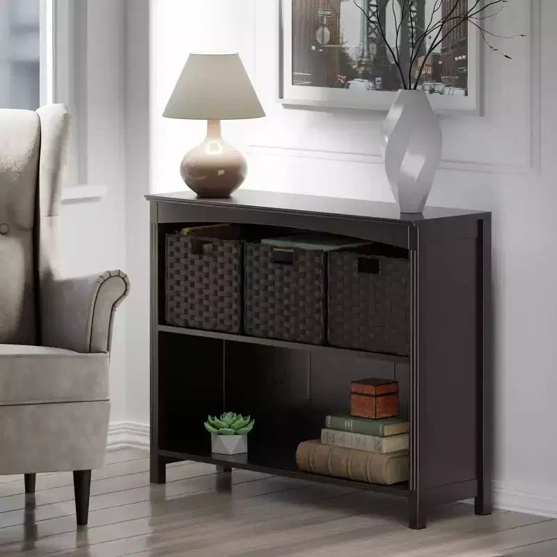 Étagère de rangement de terrasse 76 cm 4 pièces avec 3 petits paniers Espresso/Chocolat - Winsome : Présentoir de bureau à domicile