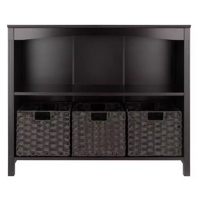 Étagère de rangement de terrasse 76 cm 4 pièces avec 3 petits paniers Espresso/Chocolat - Winsome : Présentoir de bureau à domicile