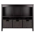Étagère de rangement de terrasse 76 cm 4 pièces avec 3 petits paniers Espresso/Chocolat - Winsome : Présentoir de bureau à domicile