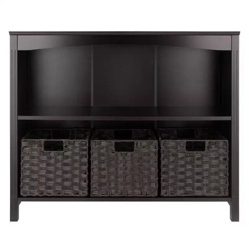 Étagère de rangement de terrasse 76 cm 4 pièces avec 3 petits paniers Espresso/Chocolat - Winsome : Présentoir de bureau à domicile
