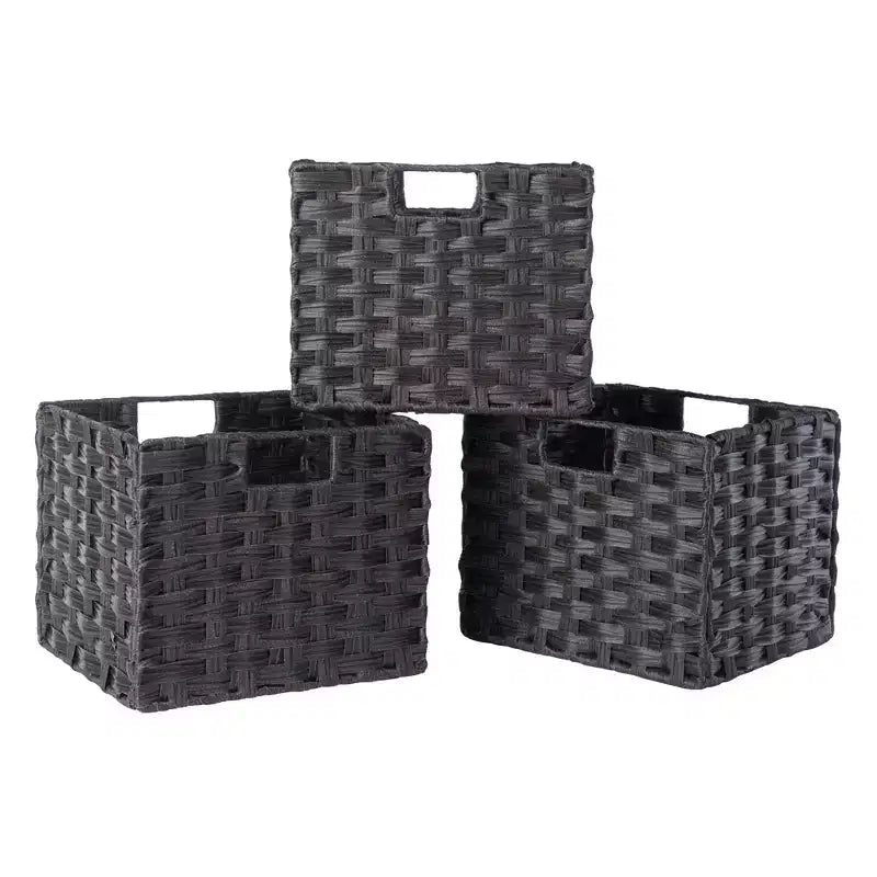 Étagère de rangement de terrasse 76 cm 4 pièces avec 3 petits paniers Espresso/Chocolat - Winsome : Présentoir de bureau à domicile