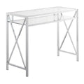 42" Oxford Chrome Desk with Shelf Clear Glass/Chrome - Breighton Home: Home Office, Tempered Glass Surface, Metal Frame