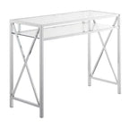 42" Oxford Chrome Desk with Shelf Clear Glass/Chrome - Breighton Home: Home Office, Tempered Glass Surface, Metal Frame