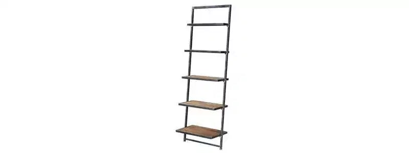72.25" Laredo 5 Tier Ladder Bookcase/shelf Natural/Antique Black - Breighton Home: Rustic Industrial Style, Fir Plywood
