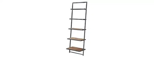 72.25" Laredo 5 Tier Ladder Bookcase/shelf Natural/Antique Black - Breighton Home: Rustic Industrial Style, Fir Plywood