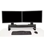 Support de bureau double articulé à double écran avec alimentation noire - Rocelco : 4 prises CA, 2 ports USB, aucun assemblage
