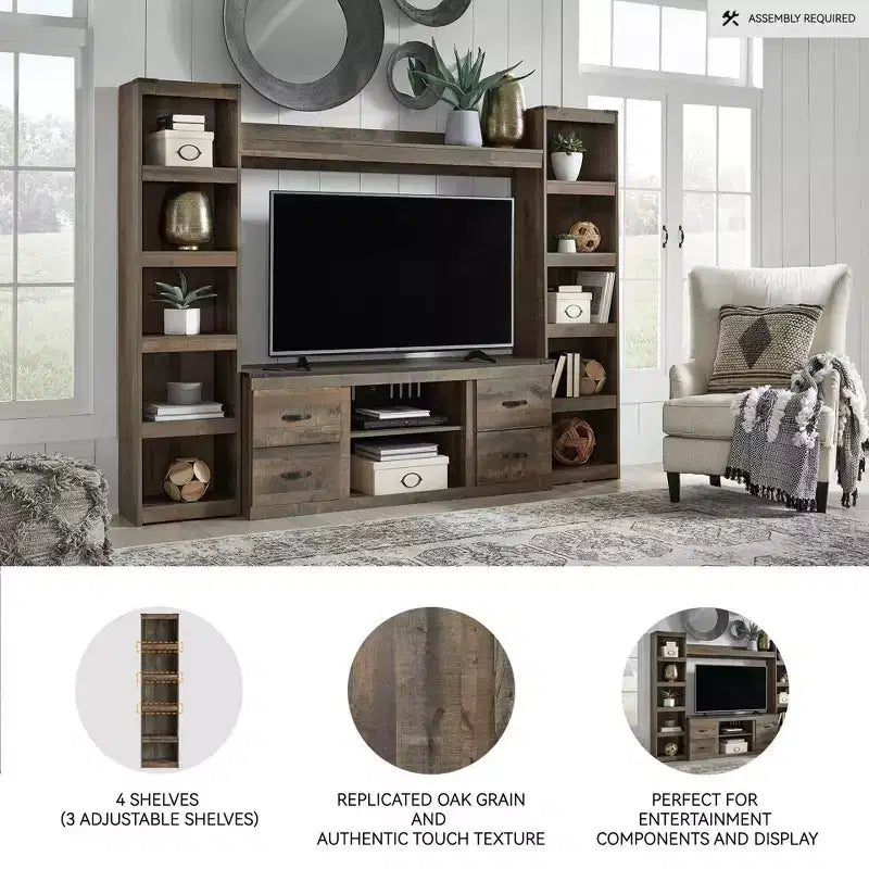 Signature Design by Ashley Trinell, 72,01 po, Brun : style moderne, 4 étagères ouvertes, composite de fibre de bois à densité moyenne (MDF)