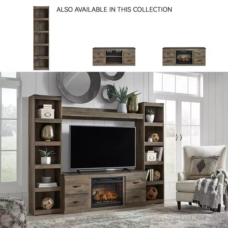 Signature Design by Ashley Trinell, 72,01 po, Brun : style moderne, 4 étagères ouvertes, composite de fibre de bois à densité moyenne (MDF)