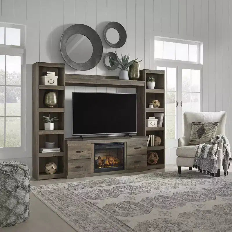 Signature Design by Ashley Trinell, 72,01 po, Brun : style moderne, 4 étagères ouvertes, composite de fibre de bois à densité moyenne (MDF)