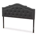 Queen Edith Modern And Contemporary Fabric Headboard Dark Gray - Baxton Studio: Nailhead Trim, Adjustable Height