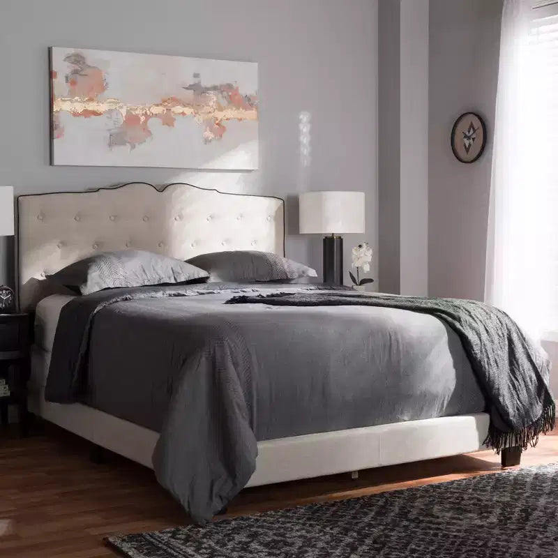 Lit moderne Vivienne grandeur nature avec tête de lit et support de sommier - Baxton Studio