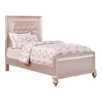 Twin Coleman Upholstered Bed Rose Gold - HOMES: Inside + Out: Crystal Button, Mirrored Footboard, Vintage Look