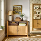 Armoire moderne en bois tourné à 2 portes marron - Threshold™ conçu avec Studio McGee