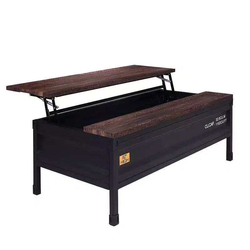 Table basse relevable Stradone Noir/Noyer - HOMES: Inside + Out: Style industriel, Forme rectangulaire, Piétement en métal