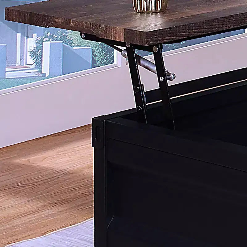 Table basse relevable Stradone Noir/Noyer - HOMES: Inside + Out: Style industriel, Forme rectangulaire, Piétement en métal
