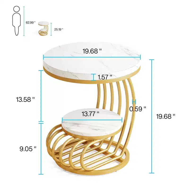 LITTLE TREE Table d'appoint à 2 niveaux blanc/doré