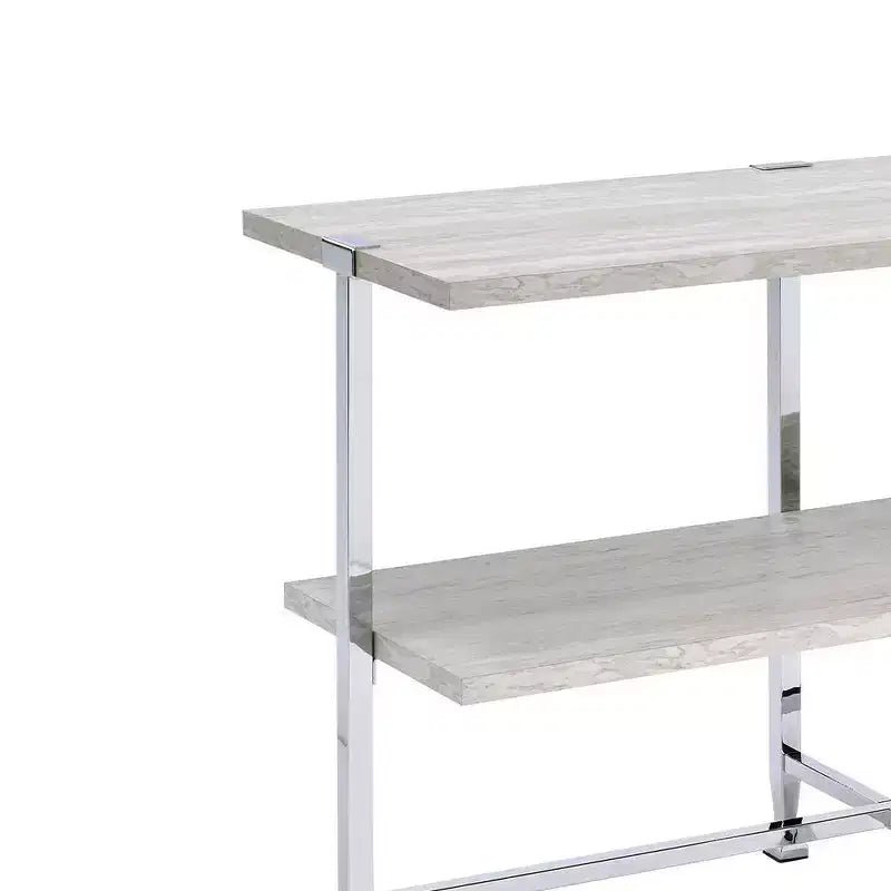 Table console Brecon chêne blanc/finition chrome, Acme Furniture