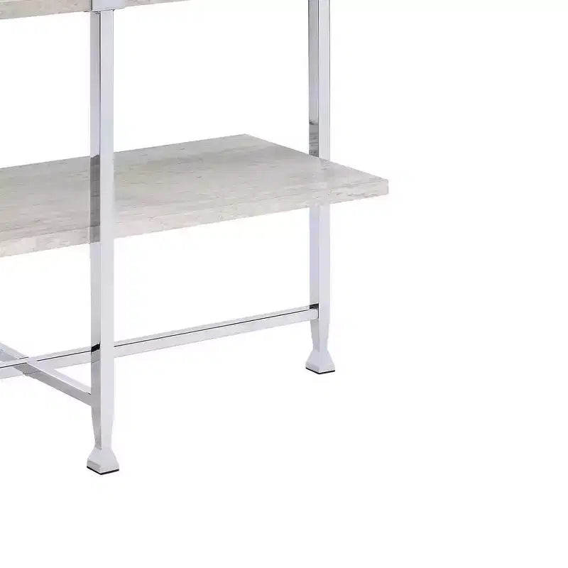 Table console Brecon chêne blanc/finition chrome, Acme Furniture