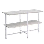 Table console Brecon chêne blanc/finition chrome, Acme Furniture