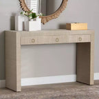 bali & pari Cielo Woven Grasscloth 3 Drawer Console Table Natural/Gold