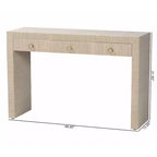 Console de table 3 tiroirs bali & pari Cielo en herbe tissée naturel/or
