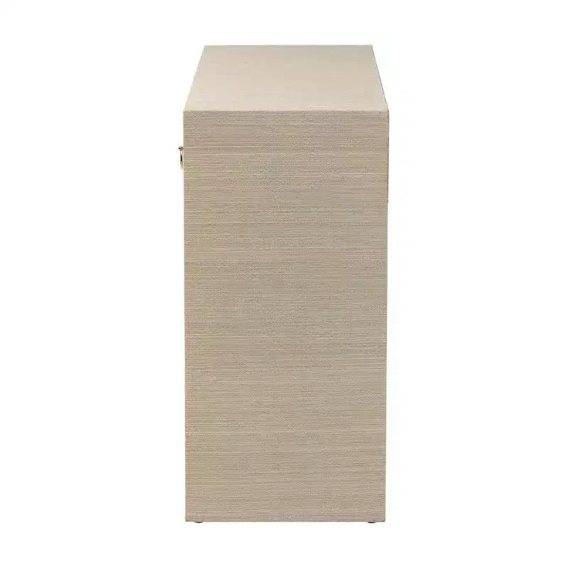Console de table 3 tiroirs bali & pari Cielo en herbe tissée naturel/or