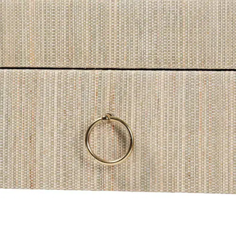Console de table 3 tiroirs bali & pari Cielo en herbe tissée naturel/or
