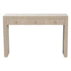 Console de table 3 tiroirs bali & pari Cielo en herbe tissée naturel/or