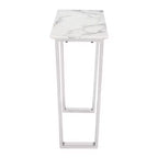 Console de table rectangulaire moderne imitation marbre - Pierre, Acier inoxydable brossé - Zm Home
