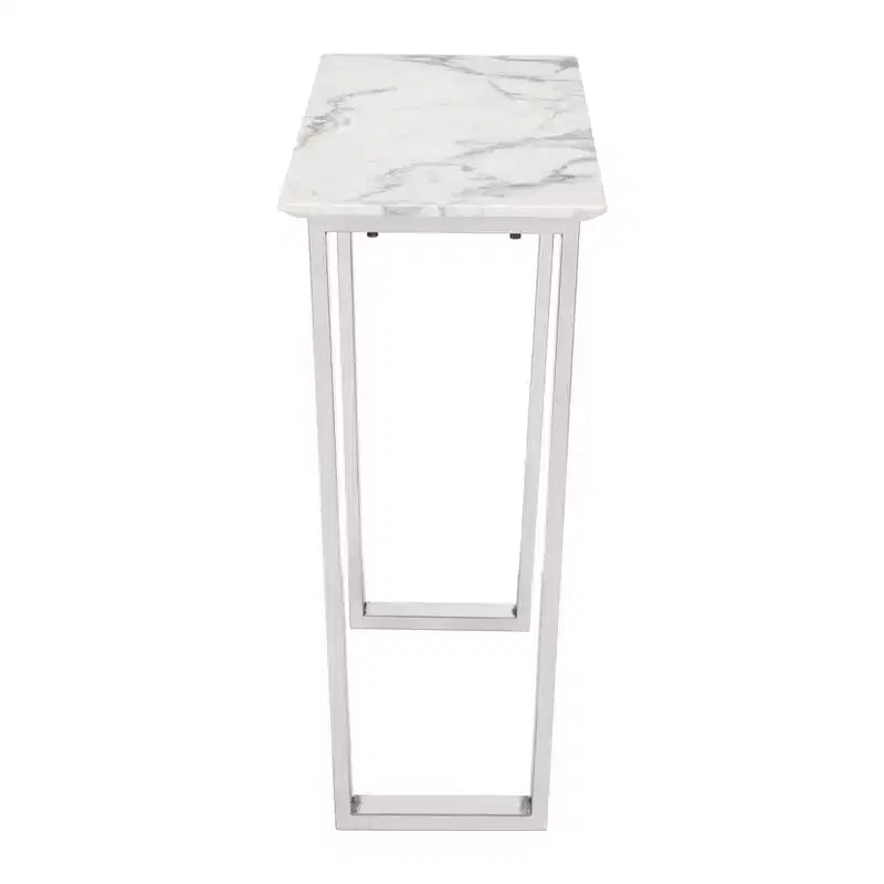 Console de table rectangulaire moderne imitation marbre - Pierre, Acier inoxydable brossé - Zm Home