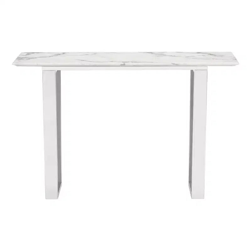 Console de table rectangulaire moderne imitation marbre - Pierre, Acier inoxydable brossé - Zm Home