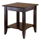 Nolan End Table Cappuccino - Winsome: Solid Wood, Composite, Ribbed Leg Detail, Fixed Shelf