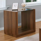 Table d'appoint Glena en verre trempé Noyer foncé - miBasics