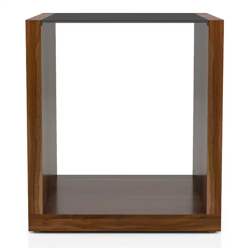 Table d'appoint Glena en verre trempé Noyer foncé - miBasics