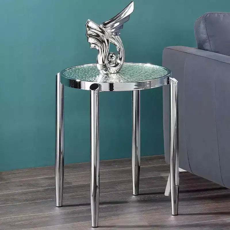 Acme Furniture Table d'appoint Abbe en verre finition chromée