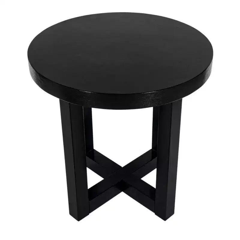 Table d'appoint East at Main Round Crisscross Base Accent noire : Bois de manguier, 17,9 po de haut, 35,9 po de large